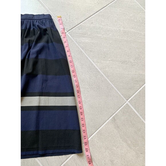 Zara Collection Black & Blue Striped Midi A Line Skirt Size S - Picture 6 of 7